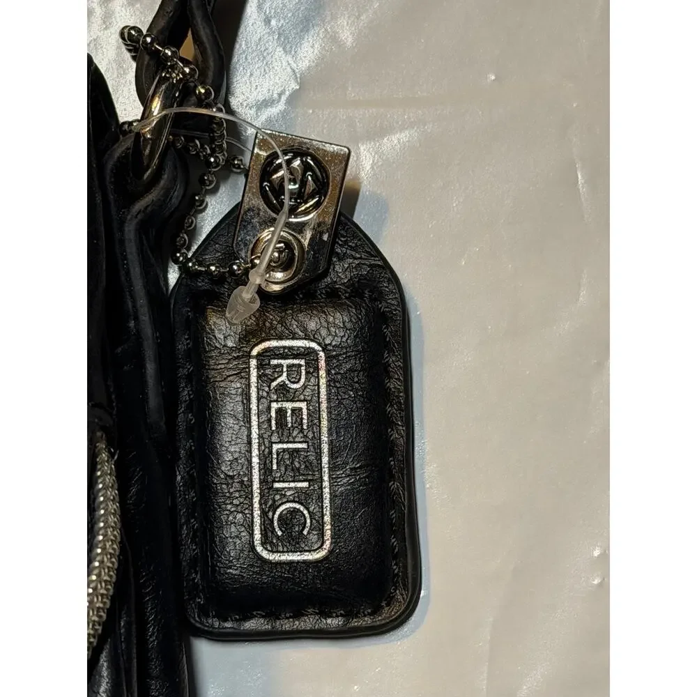Relic Black Foldover Crossbody Shoulder Bag Silver Hardware Like New